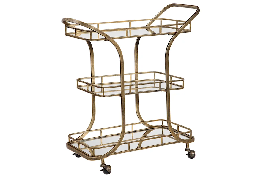 Accent Furniture Stassi Gold Serving Cart by Uttermost at Esprit Decor Home Furnishings